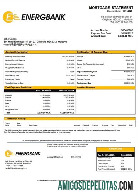 em branco Moldávia Energbank Declaração de hipoteca Word e modelo PDF